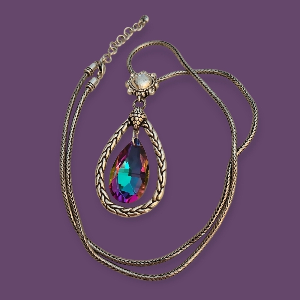 BRIGHTON Let Yourself Shine Teardrop Crystal Irridescent Prism Sweater Necklace